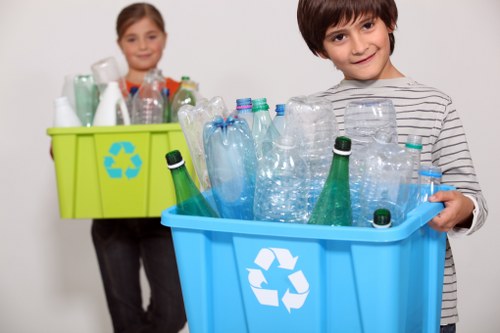 Different types of business waste sorted for recycling